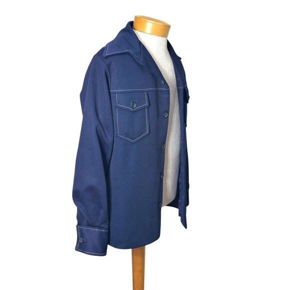 1970s blue leisure suit jacket with western style Size 42 chest - Picture 5 of 7